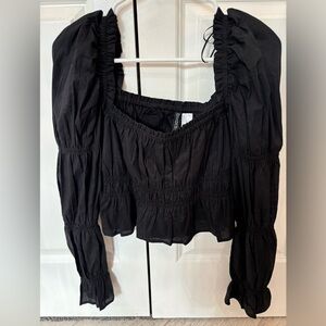 H&M black puffy sleeve top size small